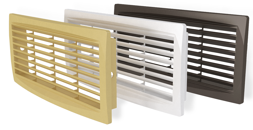 Решетка вентиляционная ДП фланец 275х105 переточная 300х135 пластик Beige ERA