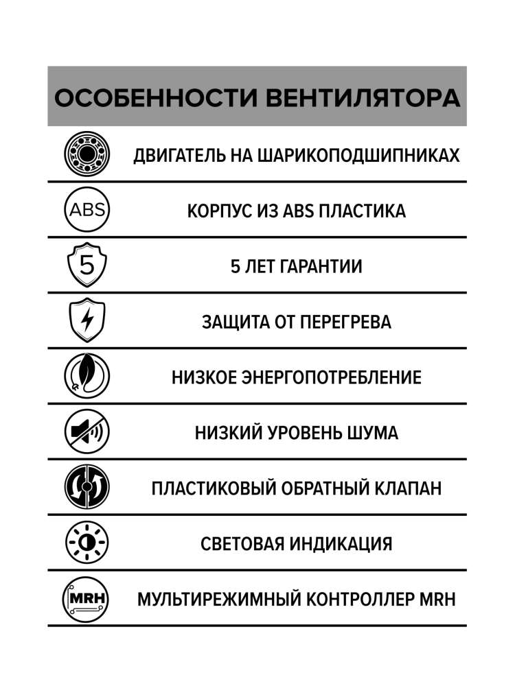Вентилятор накладной AURA D125 обратный клапан MRH DICITI