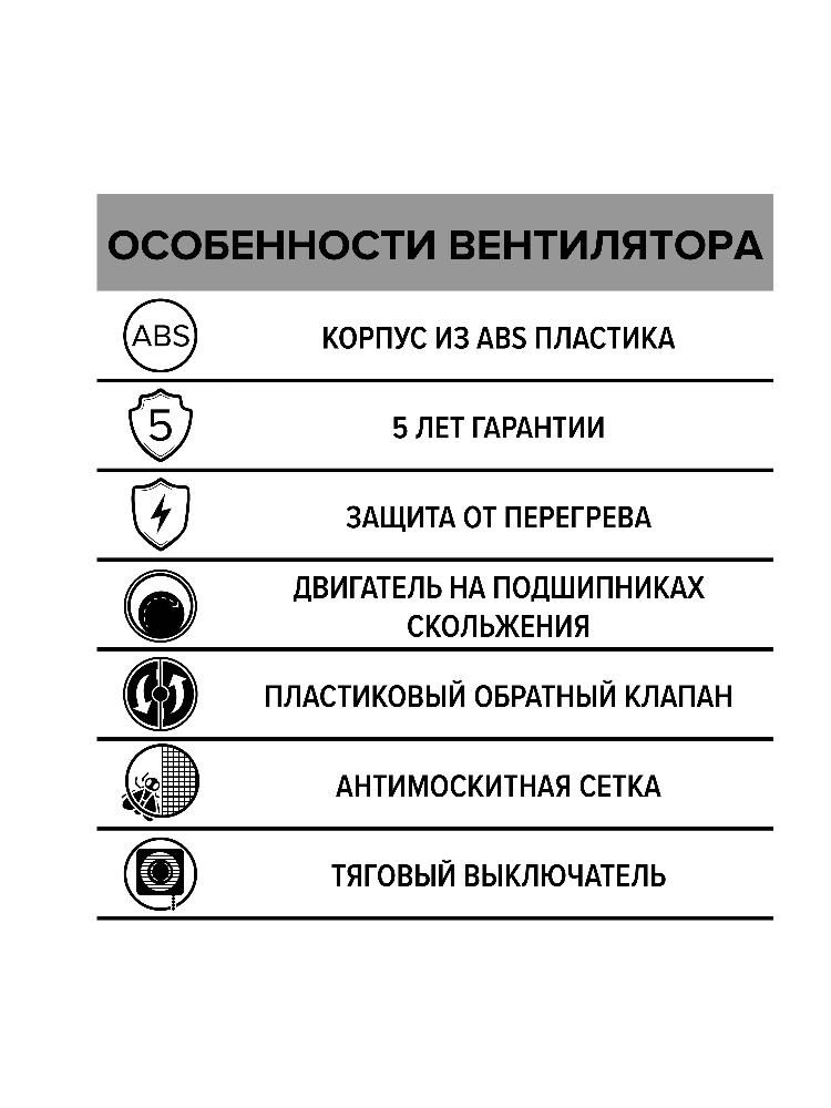 Вентилятор накладной E D125 сетка обратный клапан тяговый выключатель ERA
