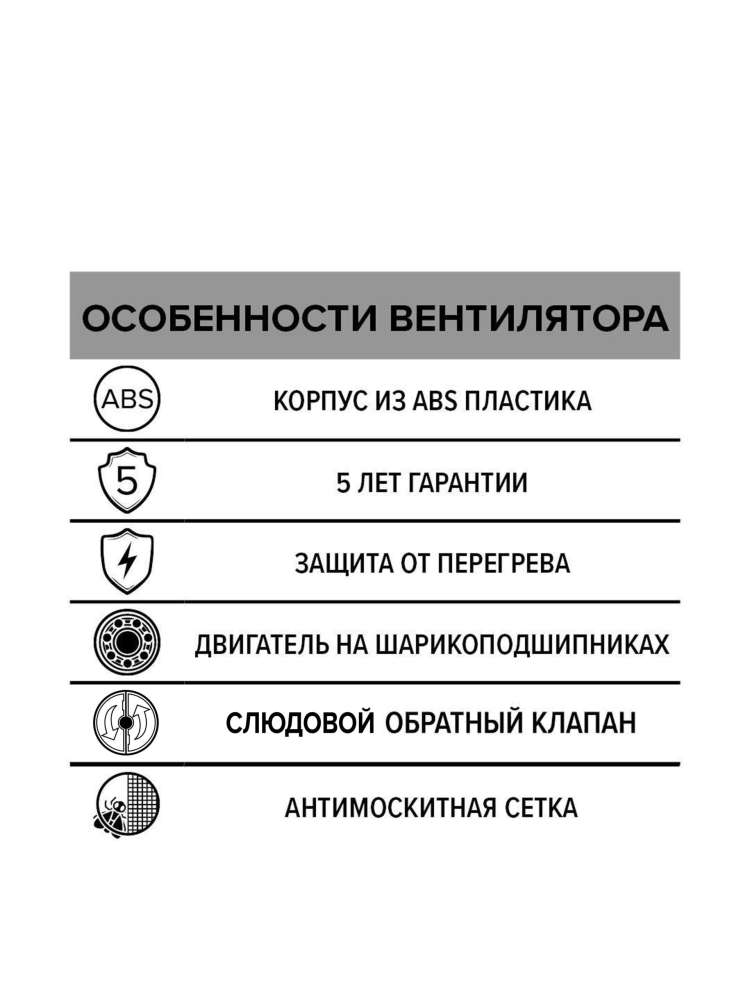 Вентилятор накладной FLOW, обратный клапан, двигатель BB, D125, ERA