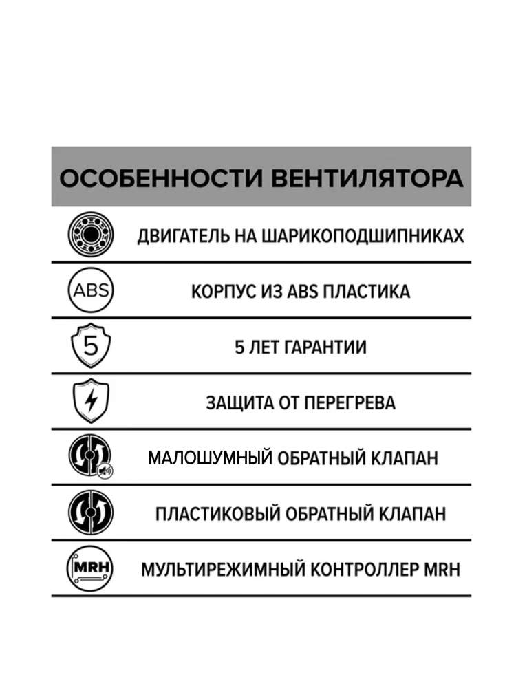 Вентилятор накладной RIO D100 обратный клапан MRH DICITI