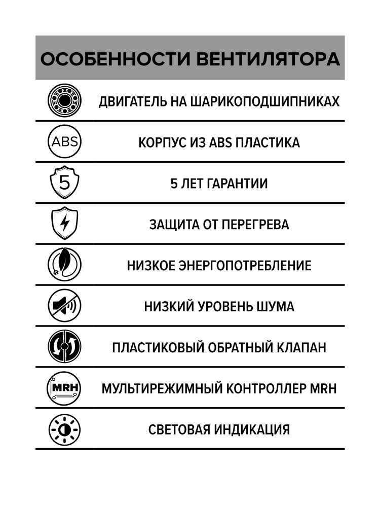 Вентилятор накладной SLIM D125 обратный клапан MRH DICITI