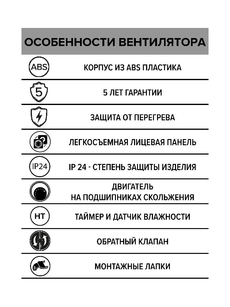 Вентилятор накладной WIND D120 обратный клапан HT ERA