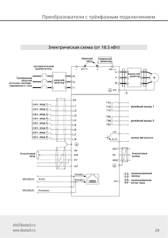 Преобразователь частоты Dastech D32-T3-355G, 355 кВт, 380 В
